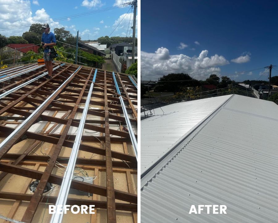 Before After Asbestos Roof Replacement Project in Golden Beach