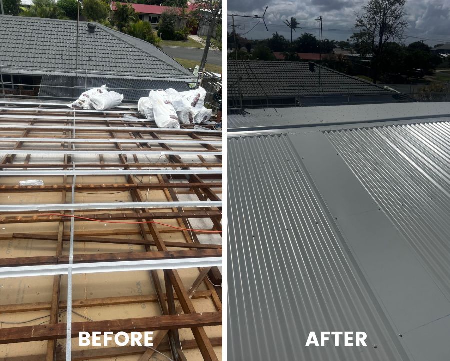 Before After Completed Asbestos Roof Replacement Project in Golden Beach